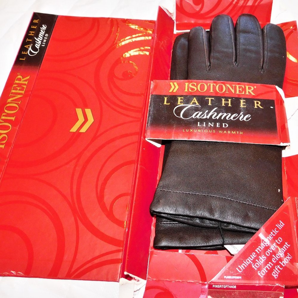 New ISOTONER Cashmere Lined Genuine Leather Driving Gloves